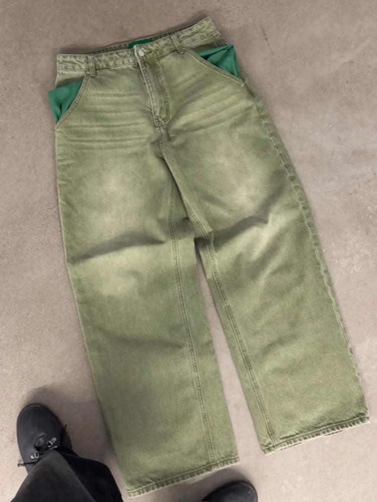 Matcha Gradient Wide Leg Jeans