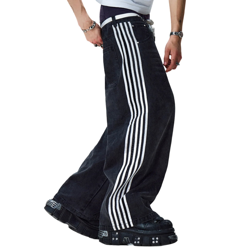 Y2K Striped Wide Leg Jeans