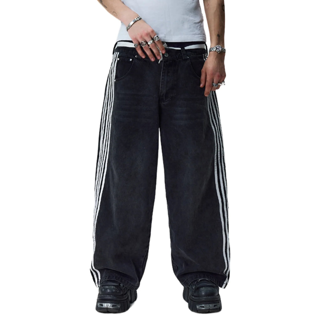 Y2K Striped Wide Leg Jeans