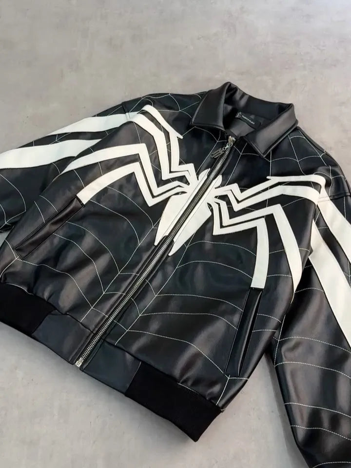 Spider Patchwork Leather Jacket