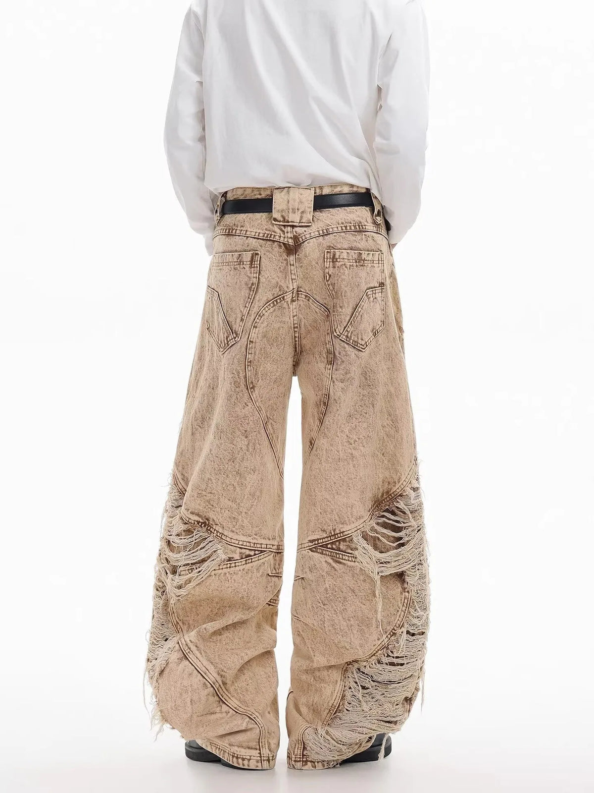 Retro Broken Hole Baggy Wide Jeans