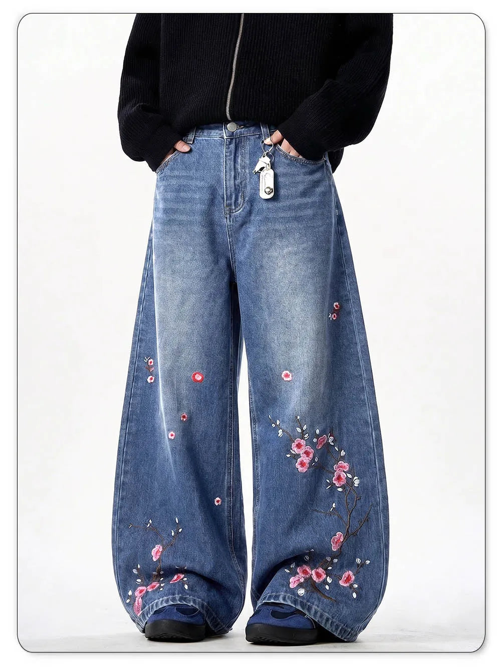 Plum Blossom Embroidered Jeans