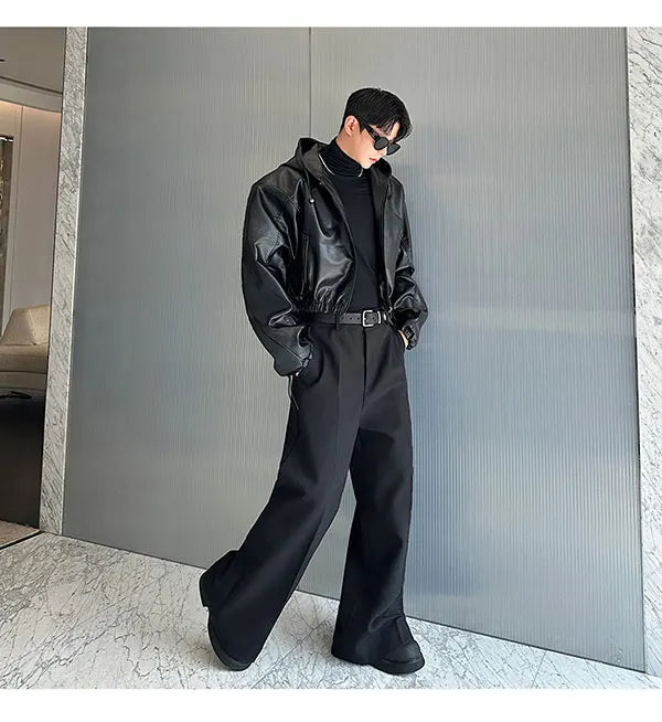 Hooded PU Leather Jacket