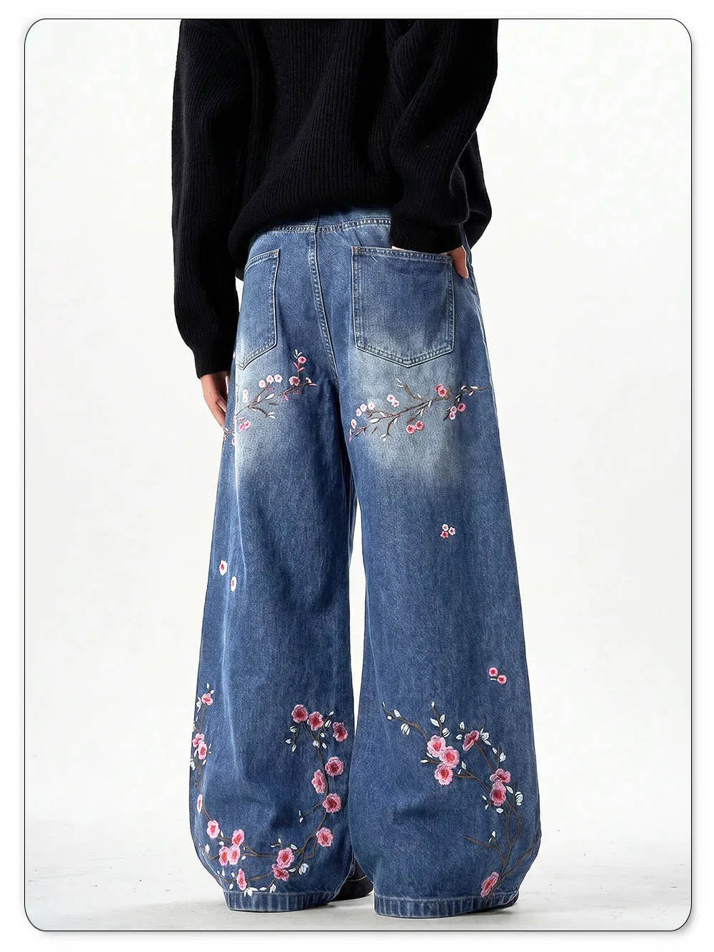 Plum Blossom Embroidered Jeans