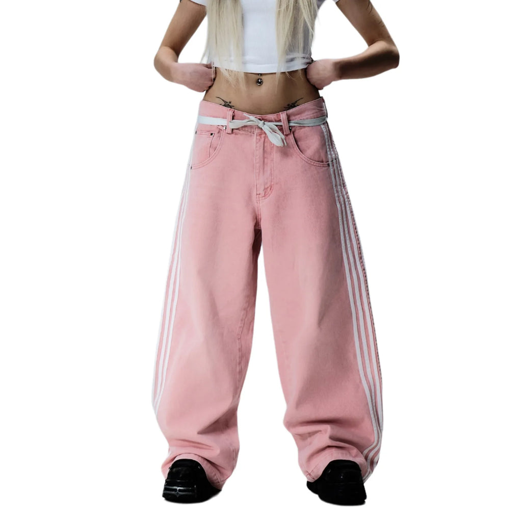 Y2K Striped Wide Leg Jeans