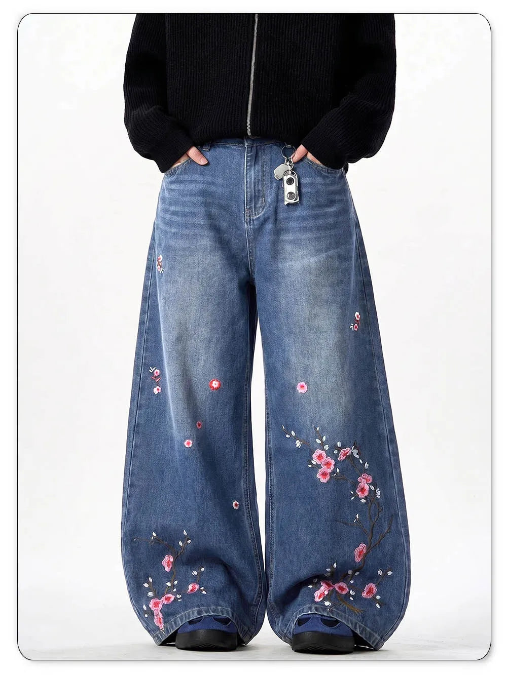 Plum Blossom Embroidered Jeans