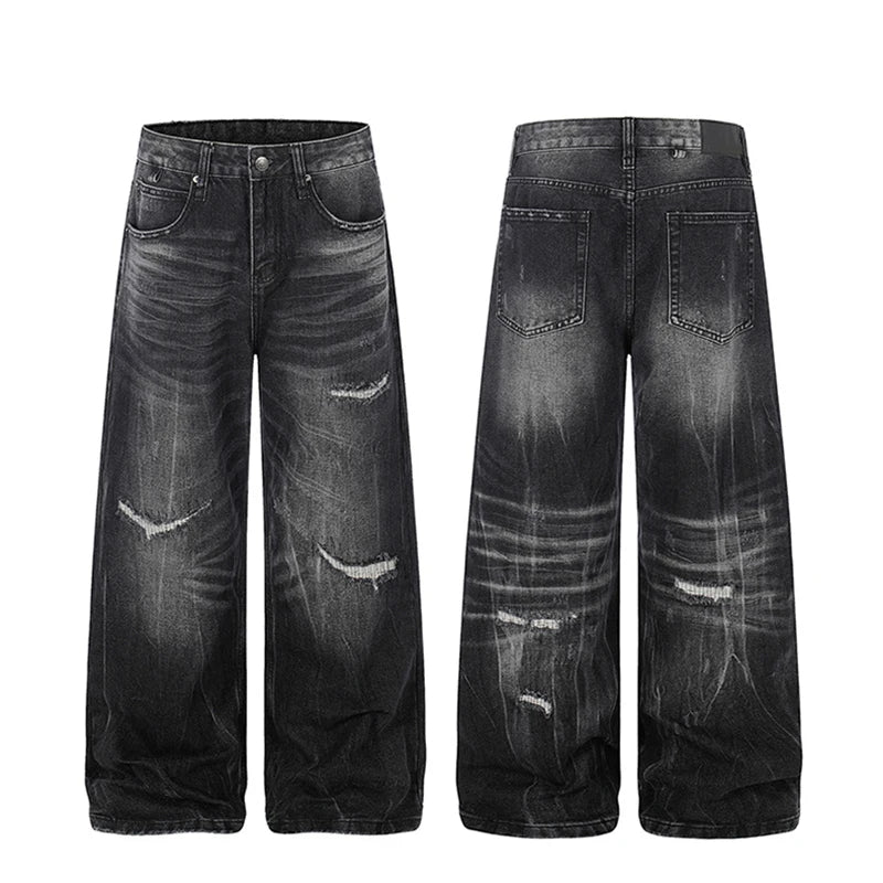 Ripped Black Wide Leg Jeans