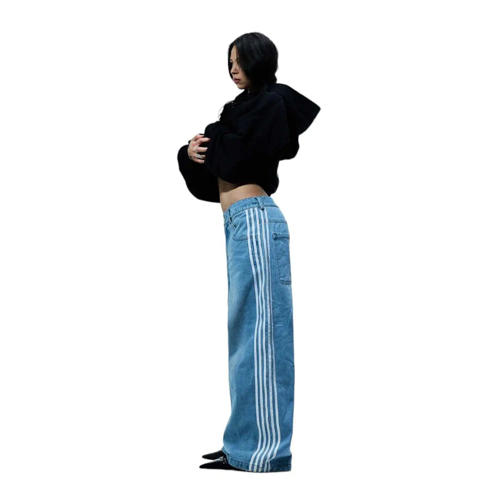 Y2K Striped Wide Leg Jeans