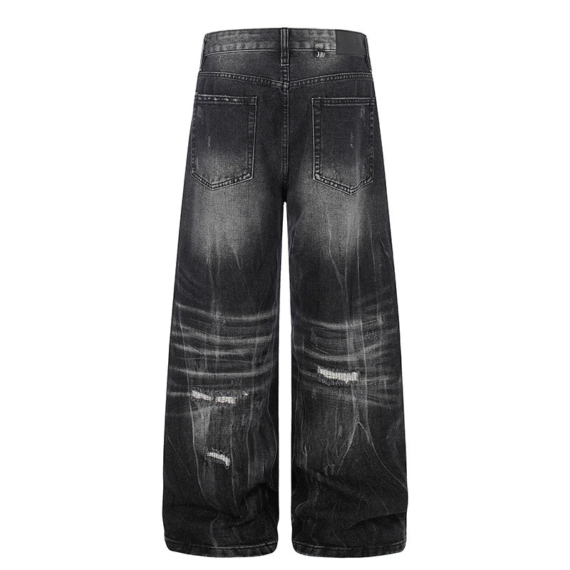 Ripped Black Wide Leg Jeans