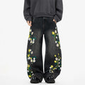 Floral Embroidery Wide Leg Jeans
