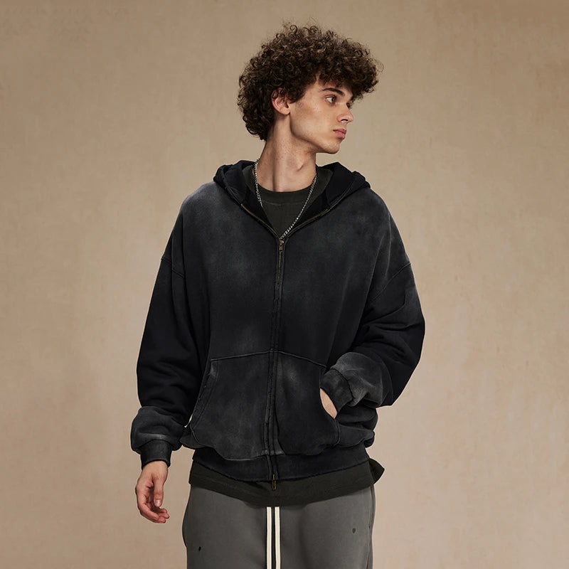 Oversized washed contrast hoodie
