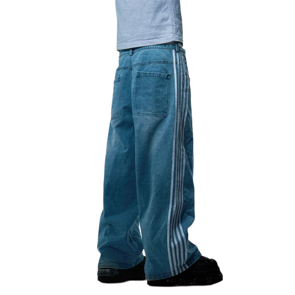 Y2K Striped Wide Leg Jeans