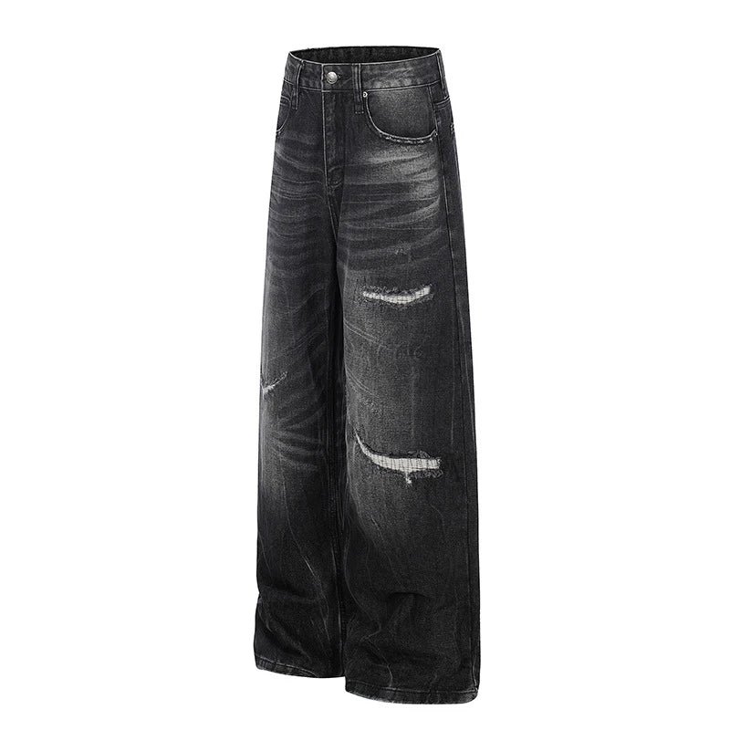 Ripped Black Wide Leg Jeans