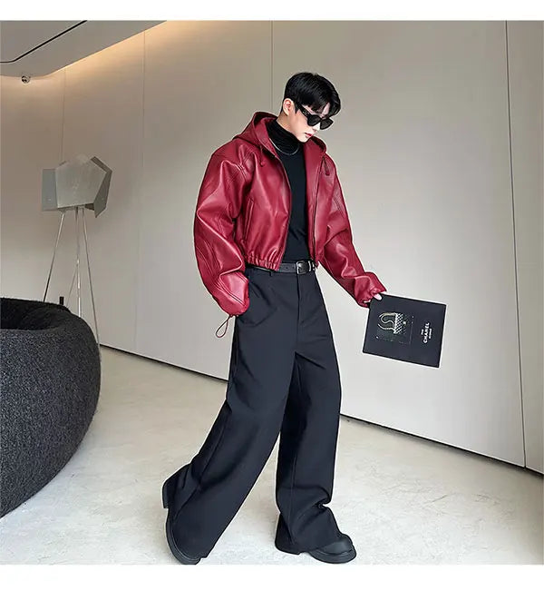 Hooded PU Leather Jacket