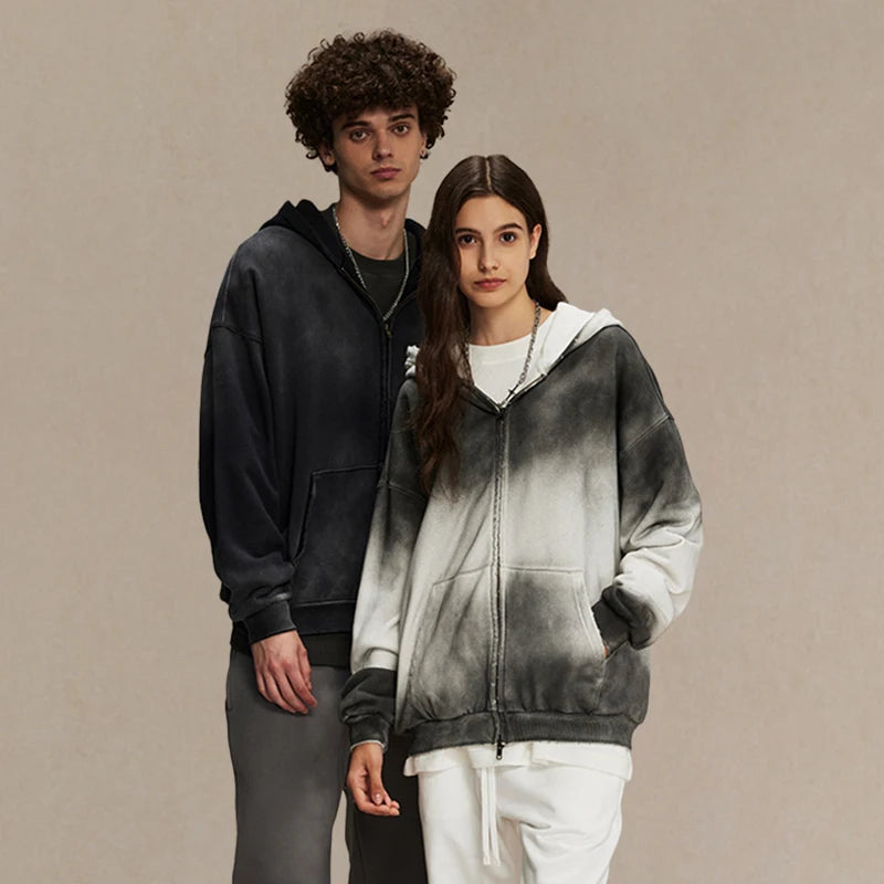 Oversized washed contrast hoodie