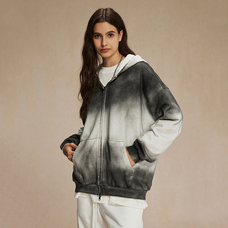 Oversized washed contrast hoodie