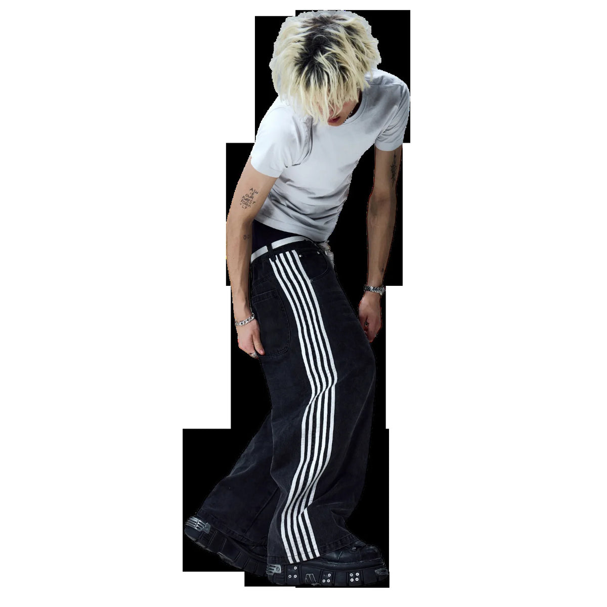 Y2K Striped Wide Leg Jeans