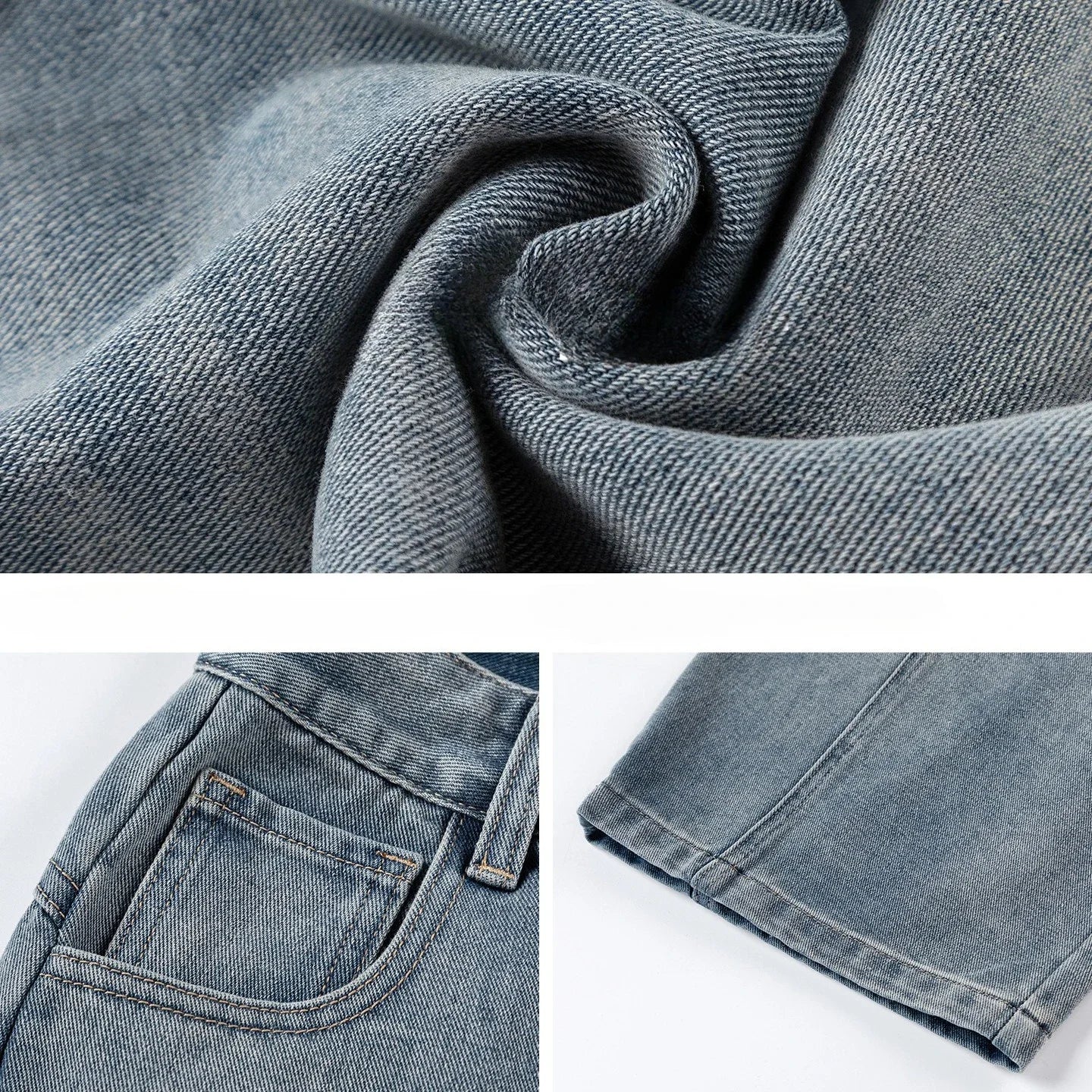 Distressed Curved Straight Jeans