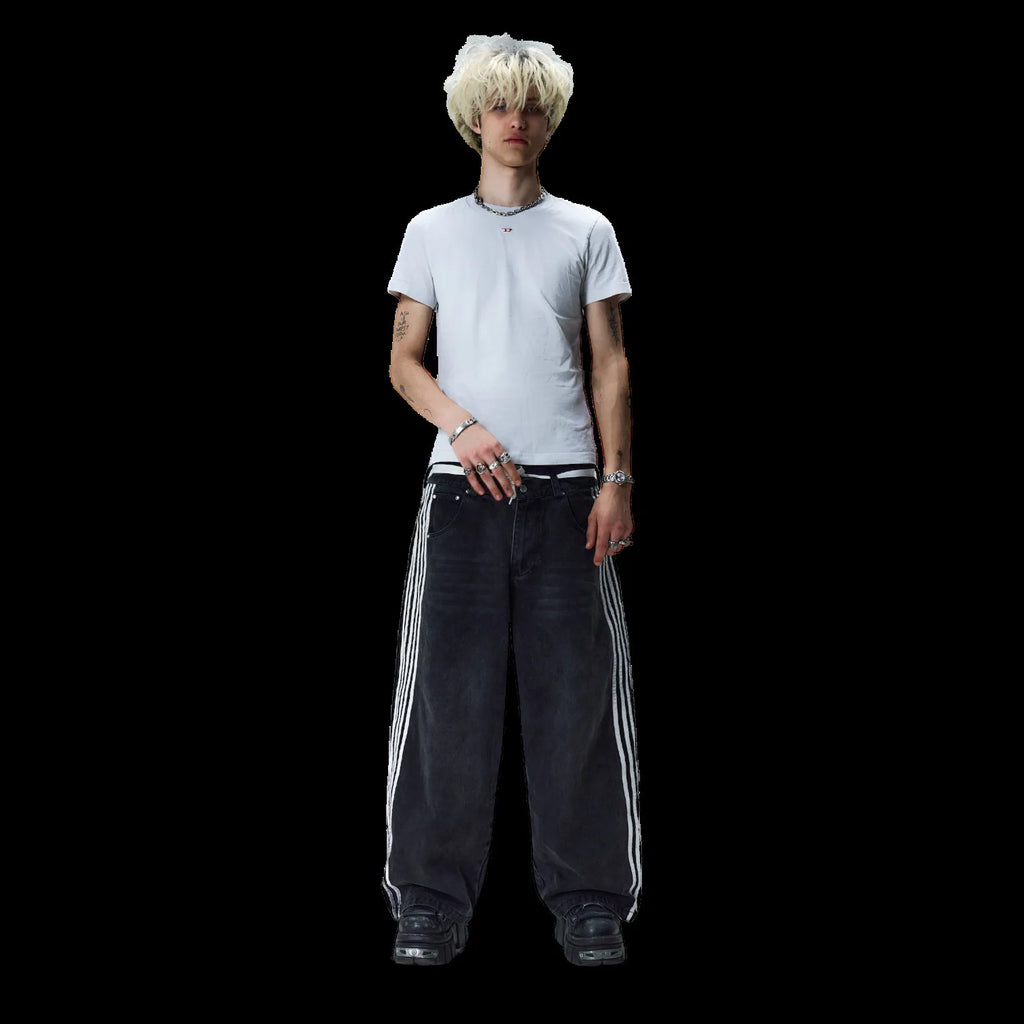 Y2K Striped Wide Leg Jeans