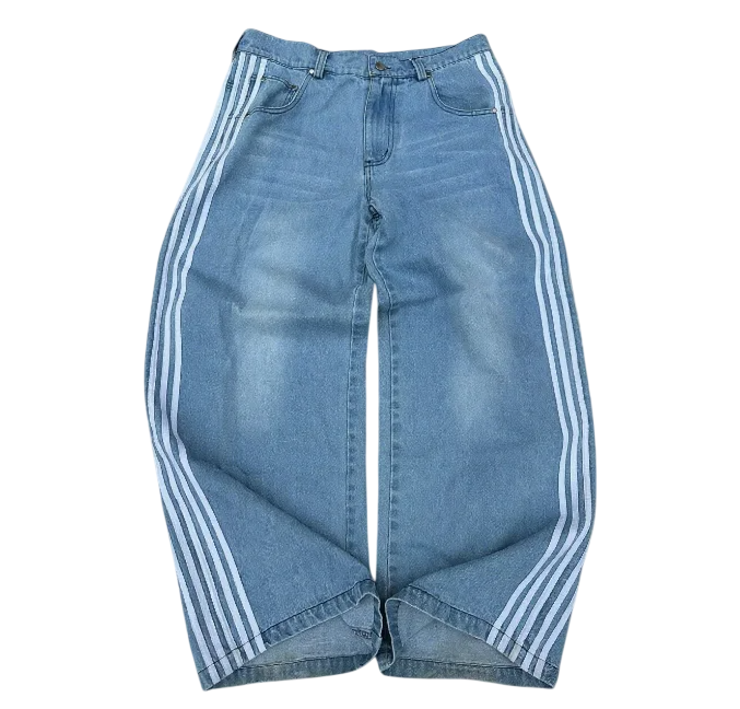 Y2K Striped Wide Leg Jeans