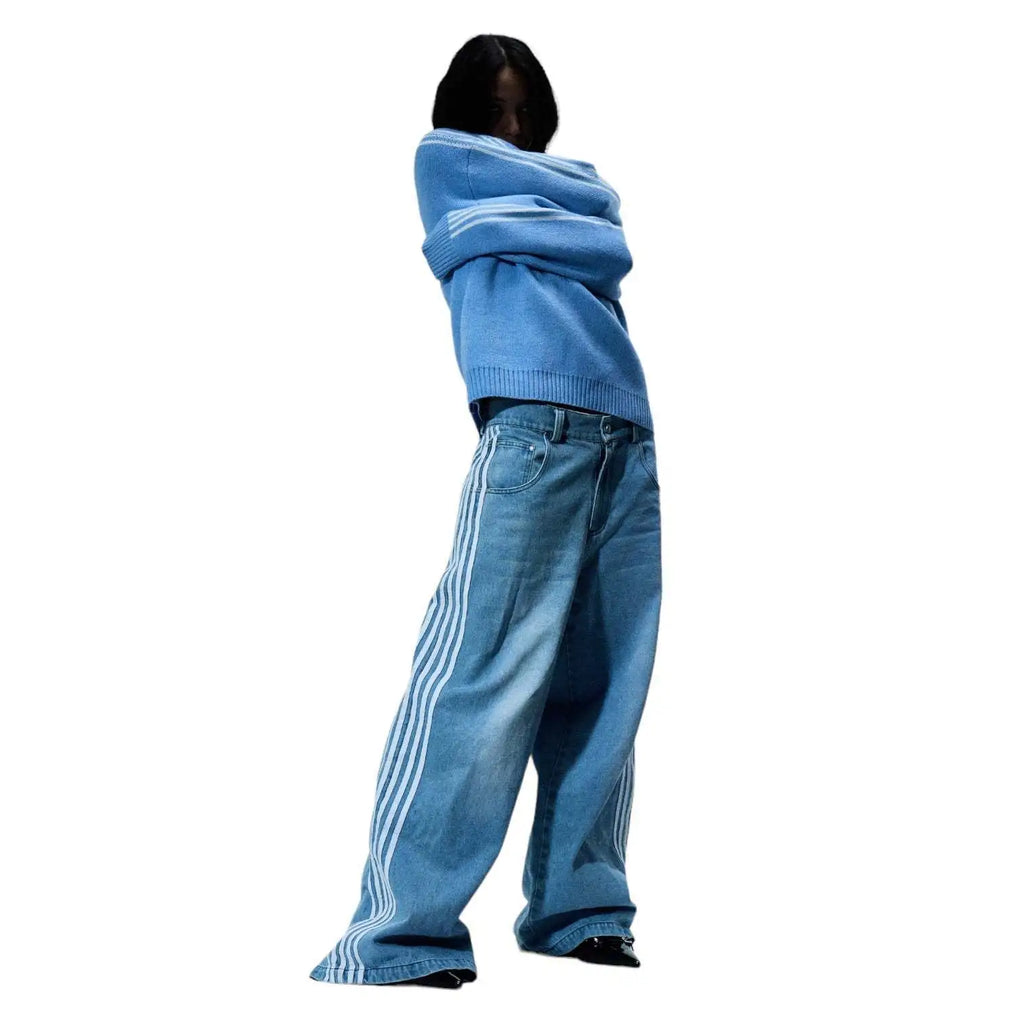 Y2K Striped Wide Leg Jeans