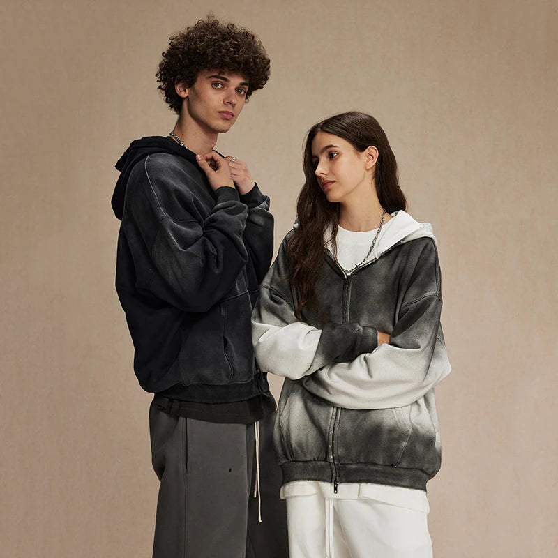 Oversized washed contrast hoodie