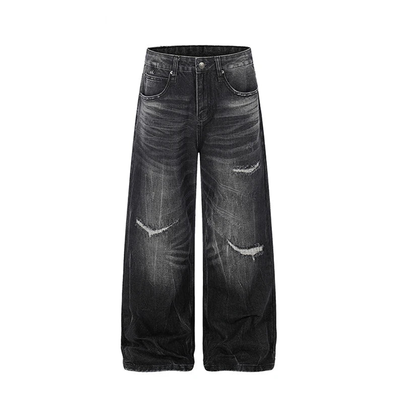 Ripped Black Wide Leg Jeans