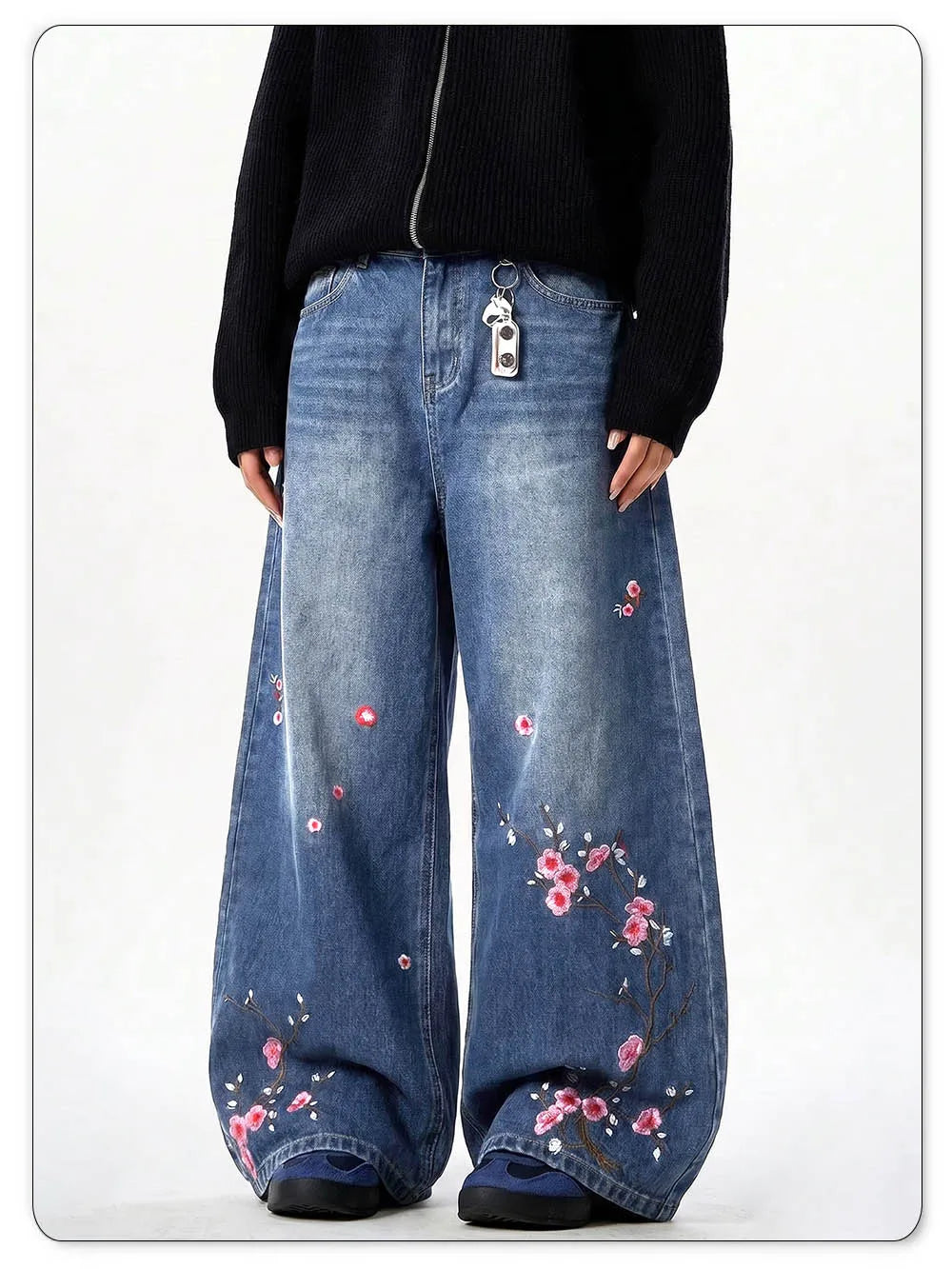 Plum Blossom Embroidered Jeans