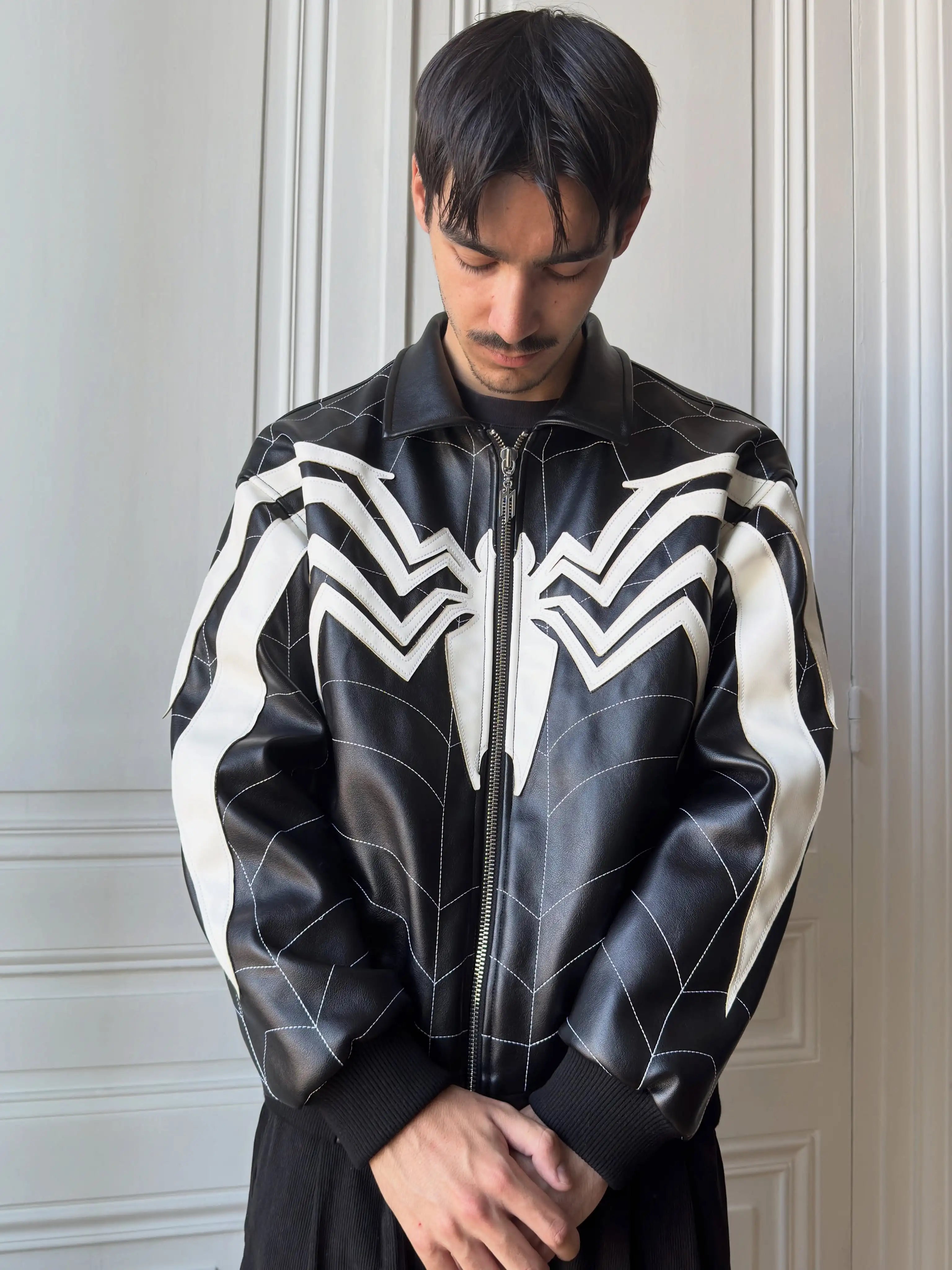Spider Patchwork Leather Jacket