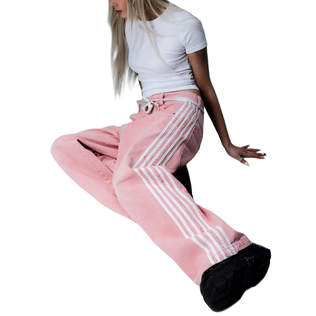 Y2K Striped Wide Leg Jeans