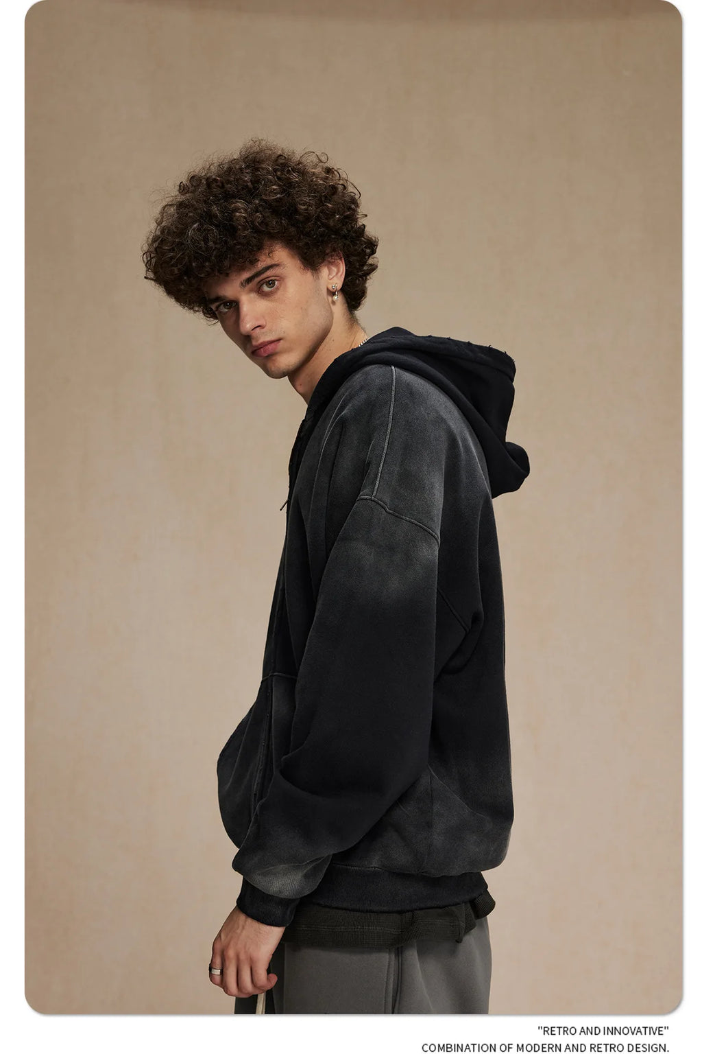 Oversized washed contrast hoodie