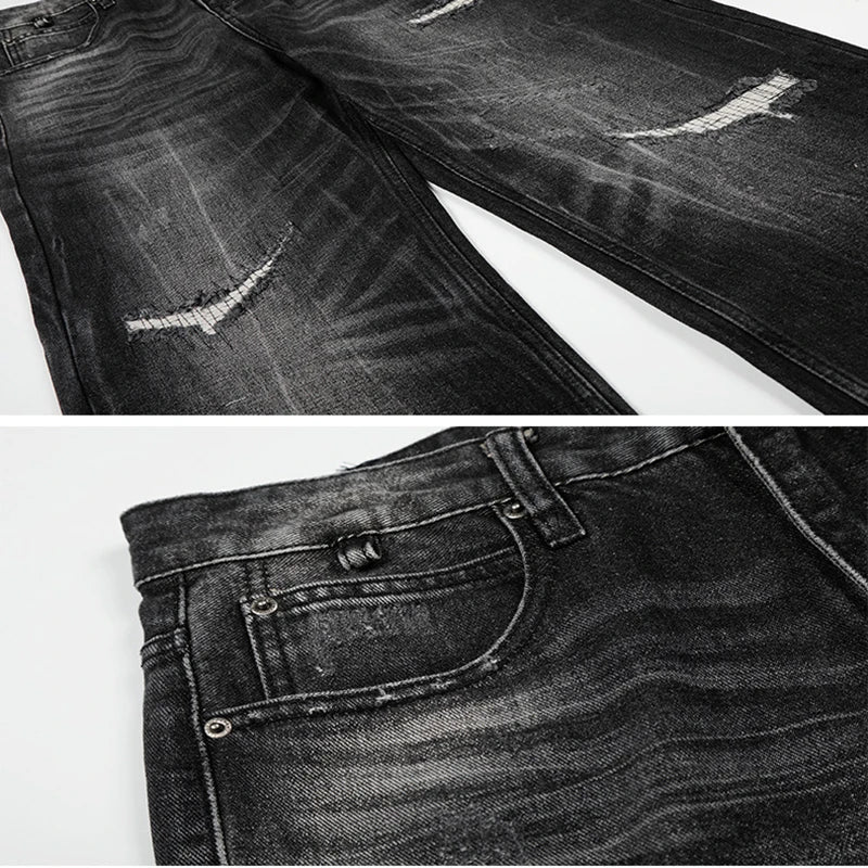 Ripped Black Wide Leg Jeans