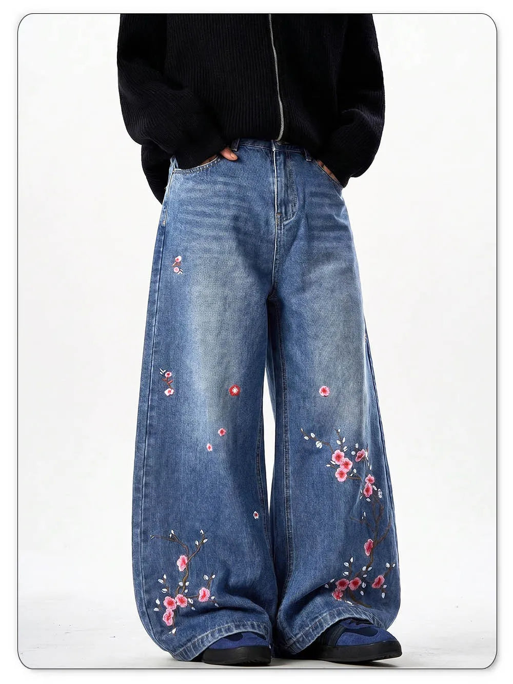 Plum Blossom Embroidered Jeans