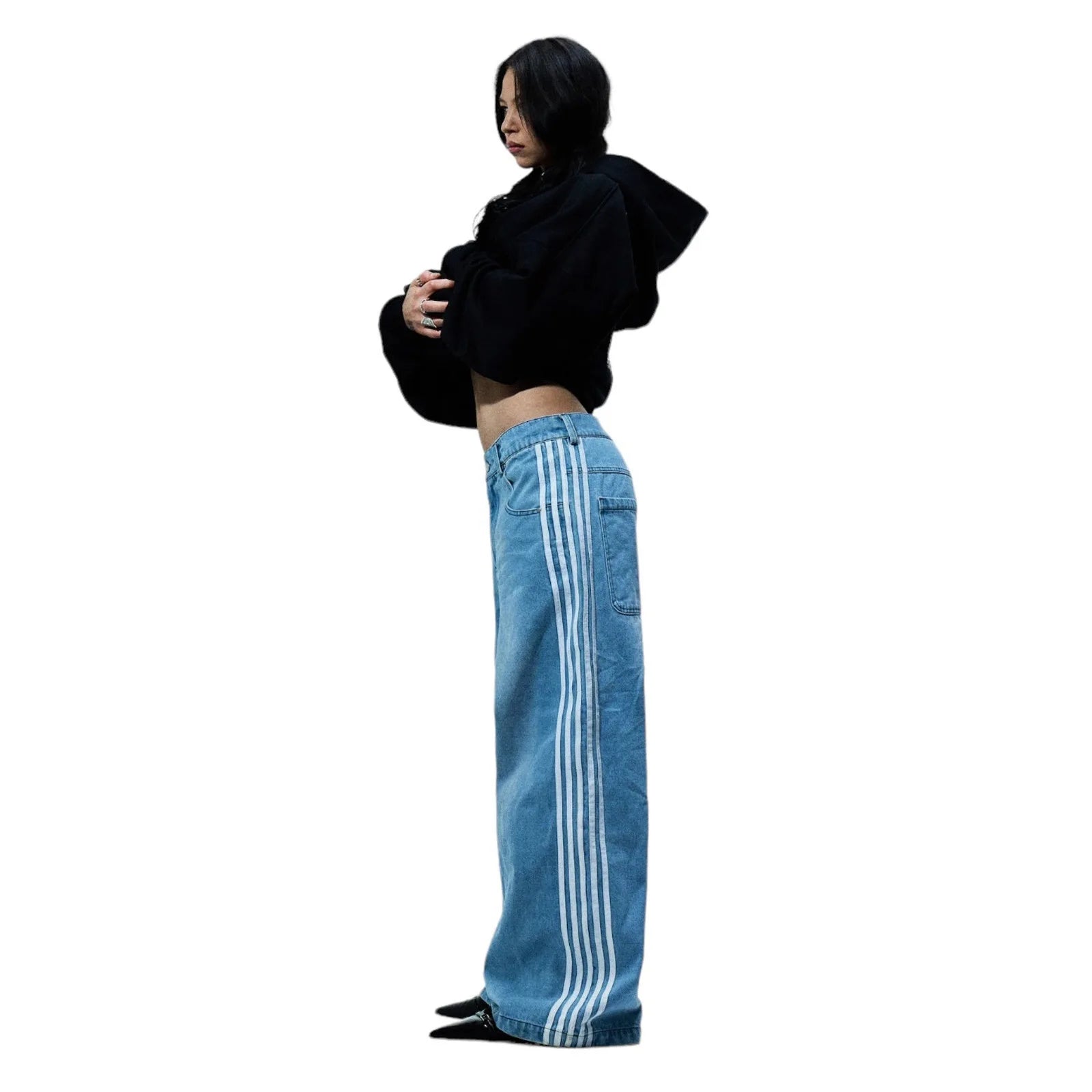 Y2K Striped Wide Leg Jeans