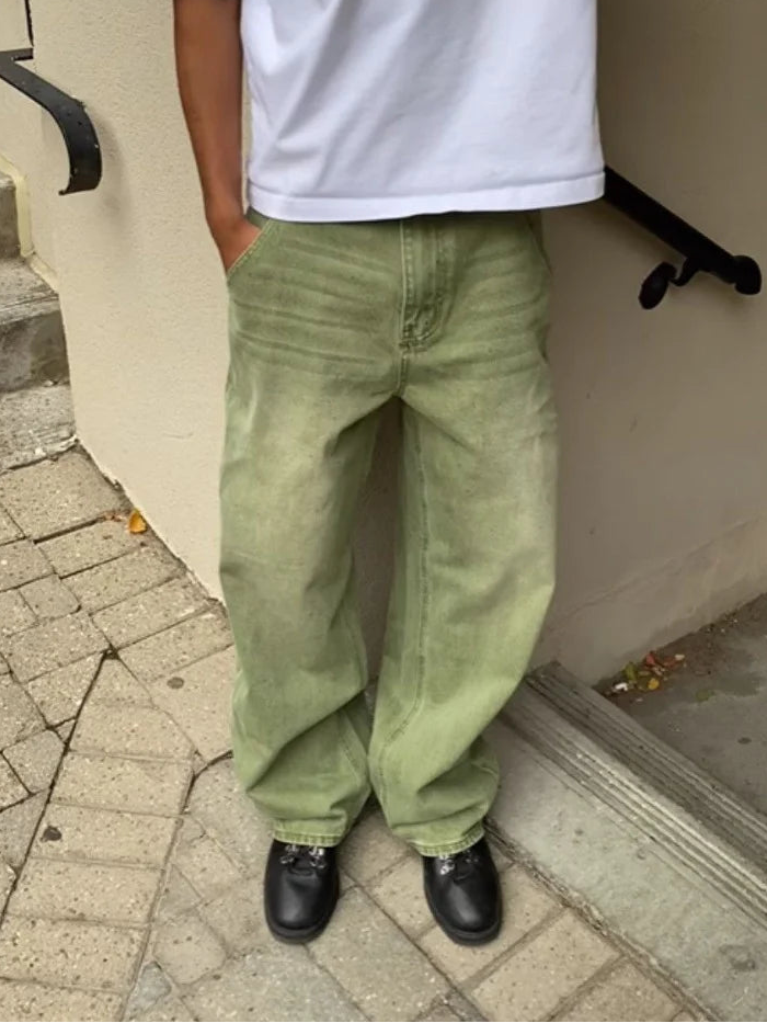 Matcha Gradient Wide Leg Jeans