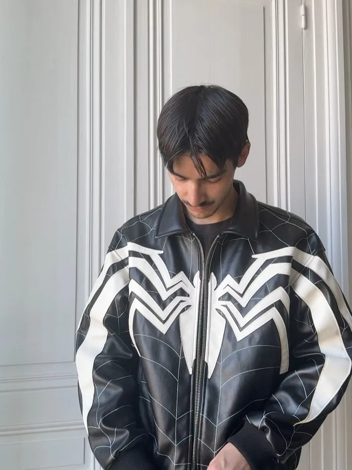 Spider Patchwork Leather Jacket