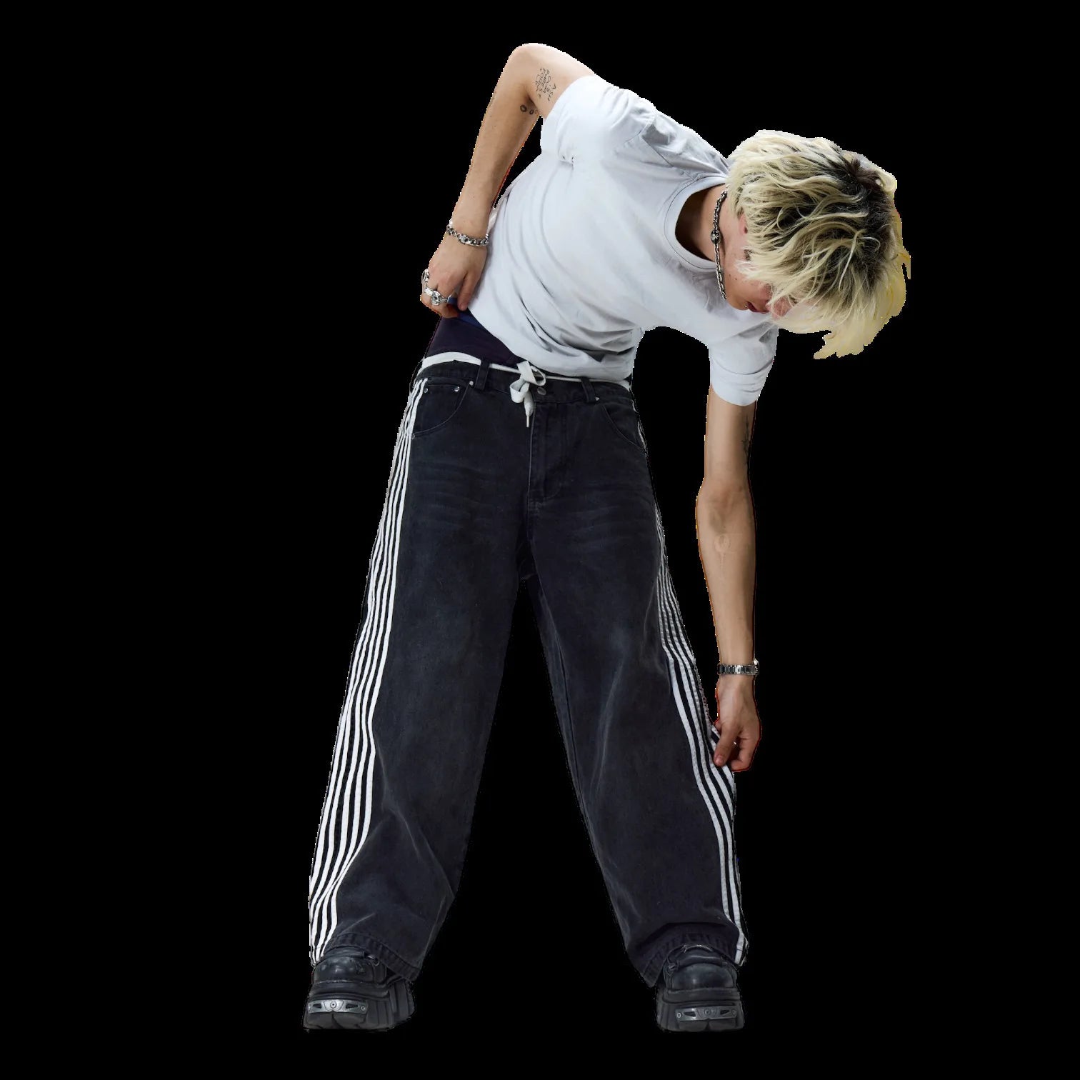 Y2K Striped Wide Leg Jeans