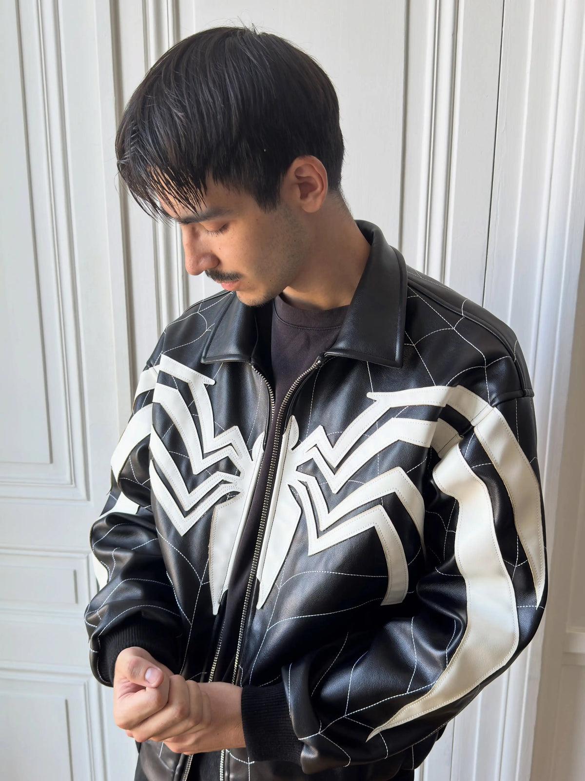 Spider Patchwork Leather Jacket