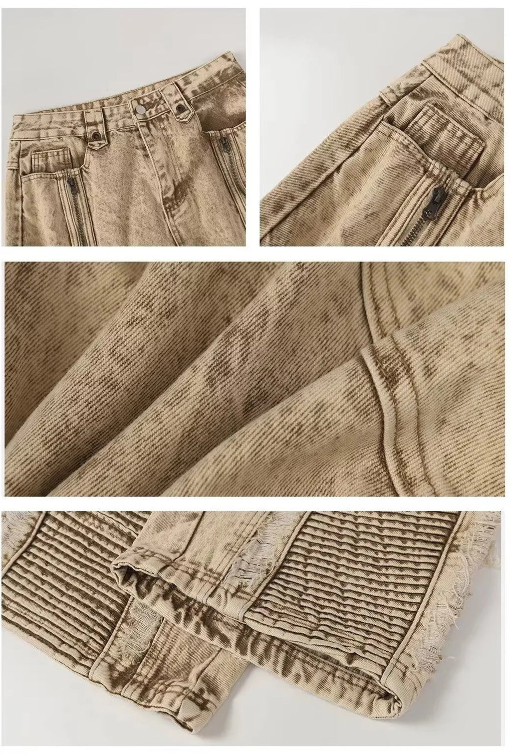 Retro Broken Hole Baggy Wide Jeans