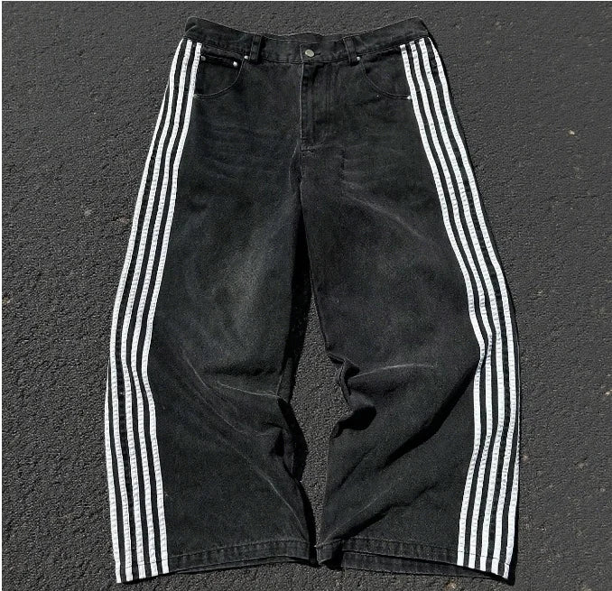 Y2K Striped Wide Leg Jeans