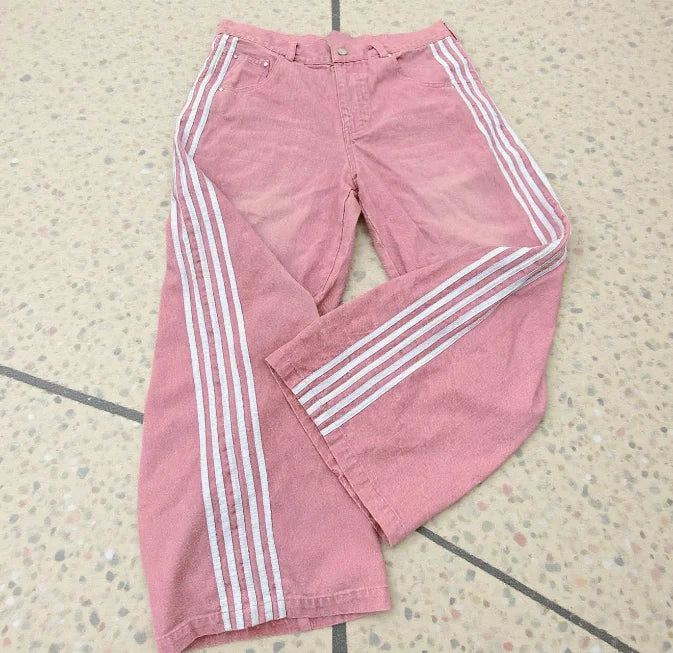 Y2K Striped Wide Leg Jeans