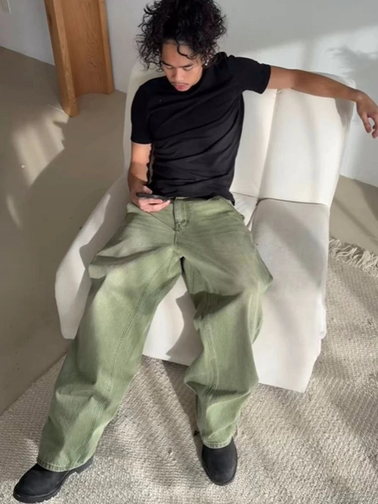 Matcha Gradient Wide Leg Jeans