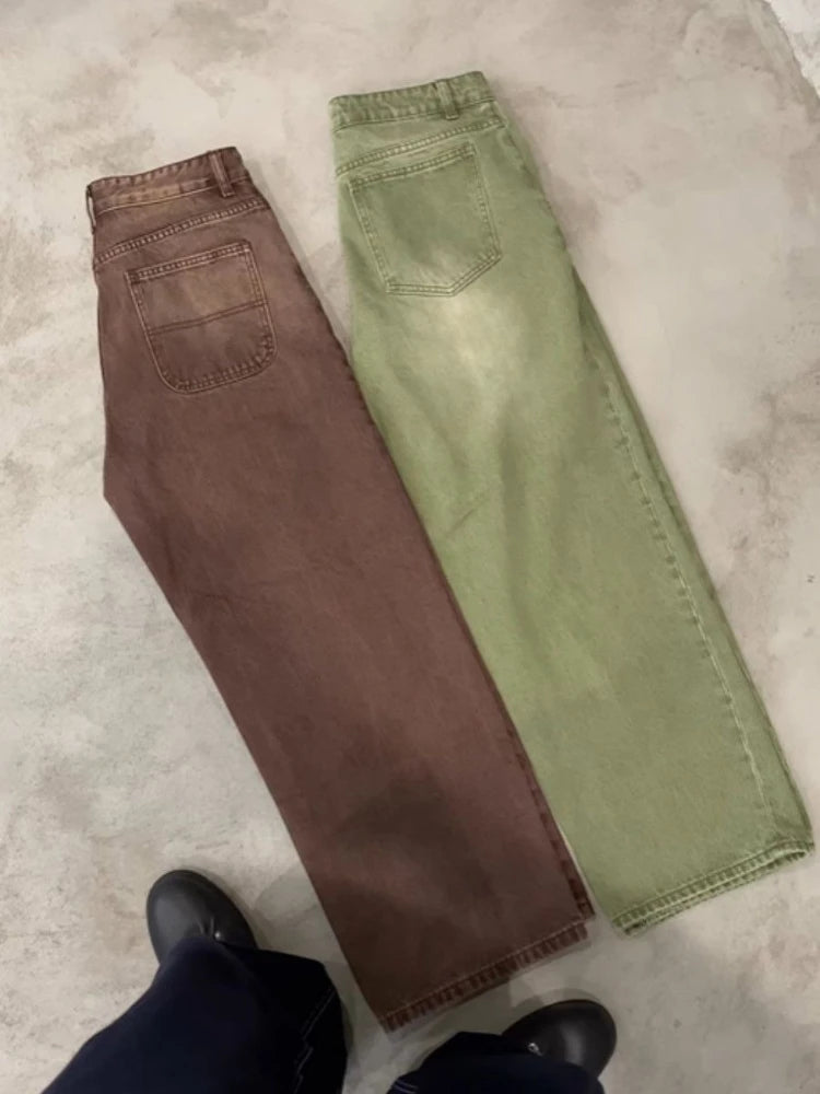 Matcha Gradient Wide Leg Jeans