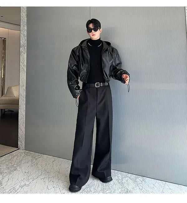 Hooded PU Leather Jacket