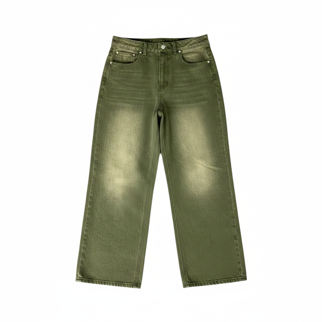 Matcha Gradient Wide Leg Jeans