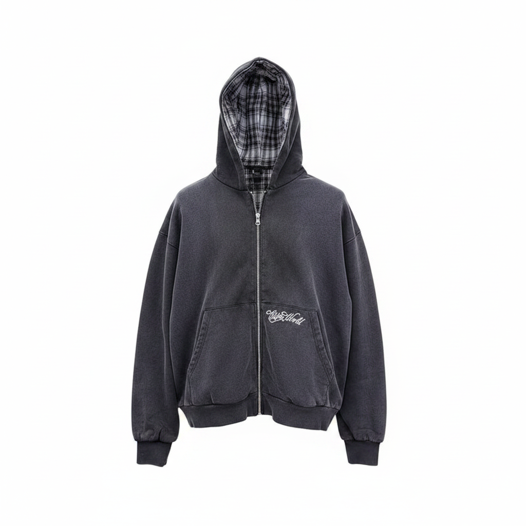 Reversible Plaid Zip Hoodie