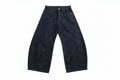Wide Leg Curved Denim Trousers